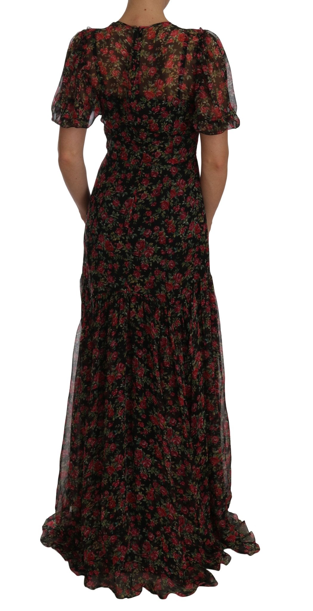 Dolce & Gabbana Elegant Floral A - Line Silk Dress - Sandy Store ByNet