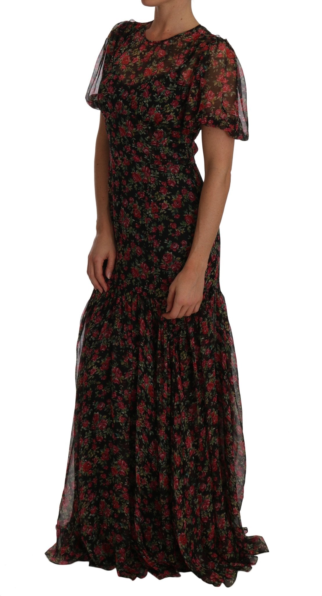 Dolce & Gabbana Elegant Floral A - Line Silk Dress - Sandy Store ByNet