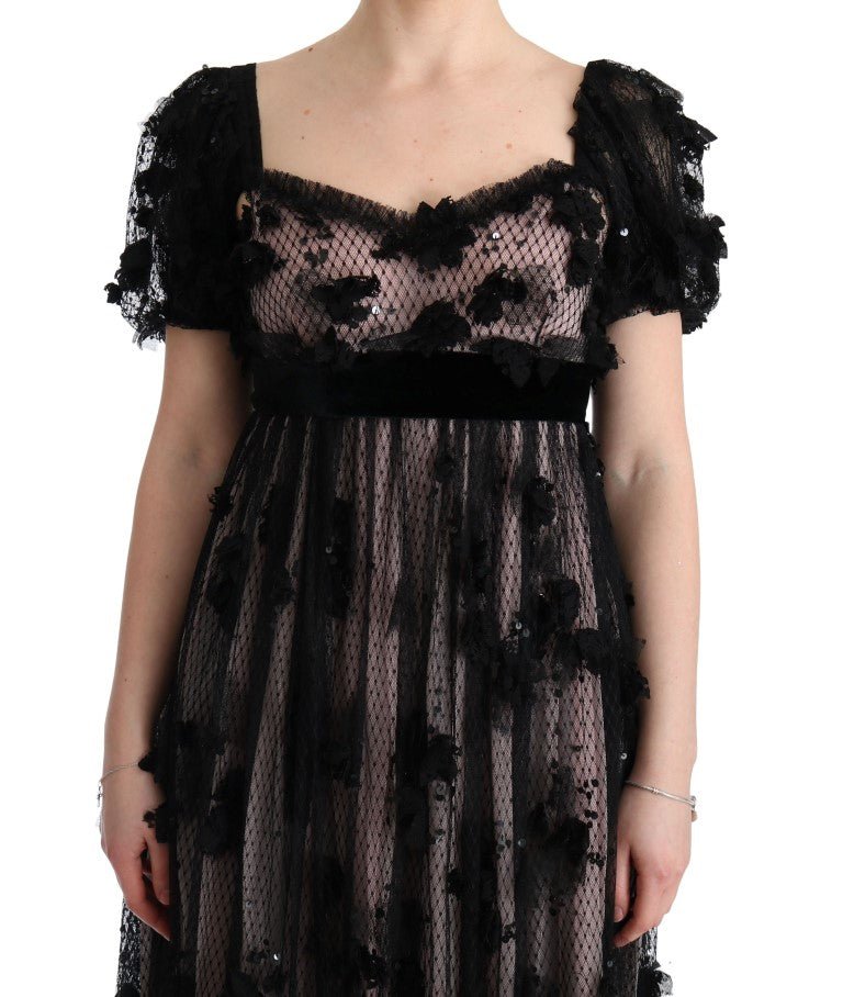 Dolce & Gabbana Elegant Floral Applique Full Length Dress - Sandy Store ByNet