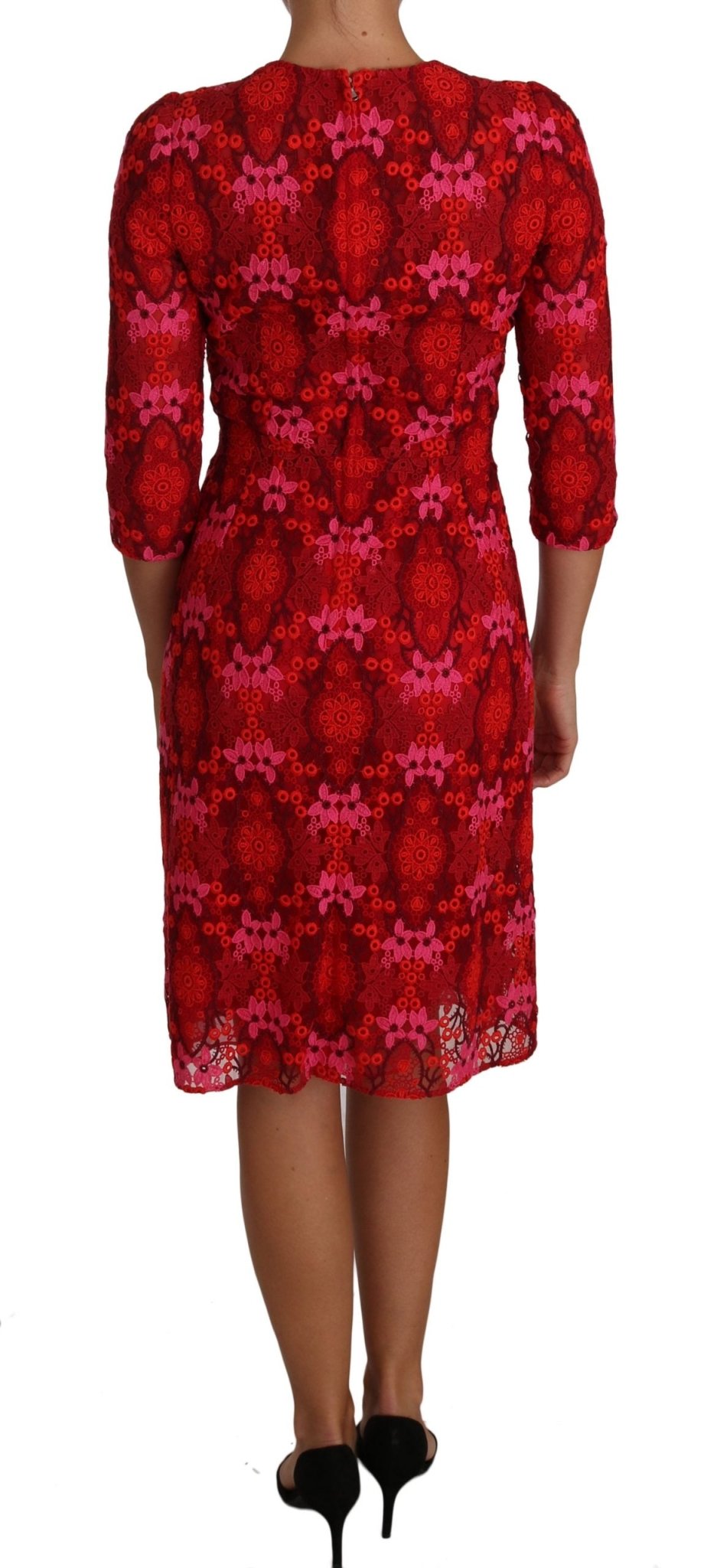 Dolce & Gabbana Elegant Floral Crochet Knee - Length Dress - Sandy Store ByNet