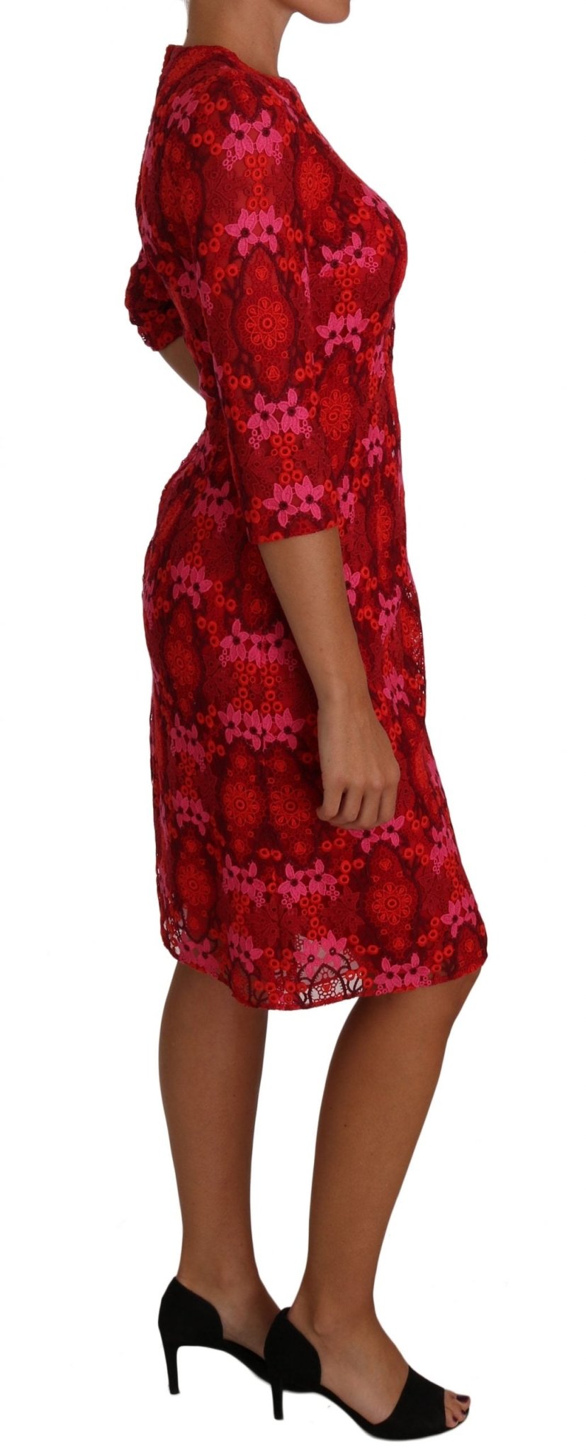 Dolce & Gabbana Elegant Floral Crochet Knee - Length Dress - Sandy Store ByNet