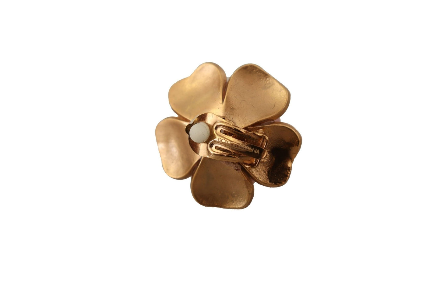 Dolce & Gabbana Elegant Floral Crystal Pearl Clip - On Earrings - Sandy Store ByNet