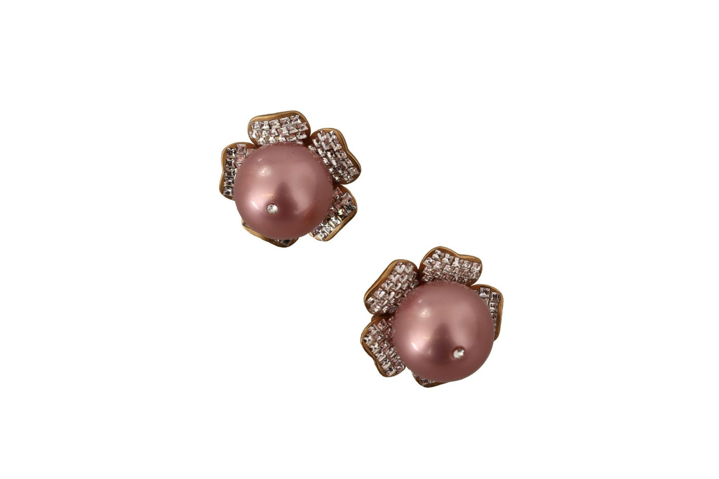 Dolce & Gabbana Elegant Floral Crystal Pearl Clip - On Earrings - Sandy Store ByNet