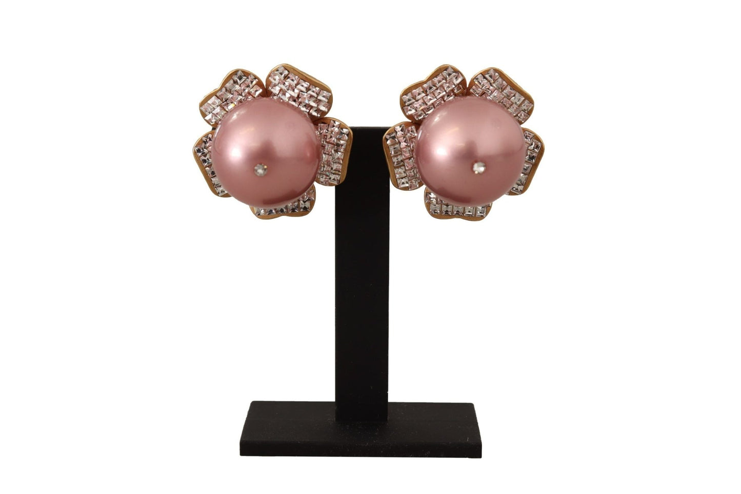 Dolce & Gabbana Elegant Floral Crystal Pearl Clip - On Earrings - Sandy Store ByNet