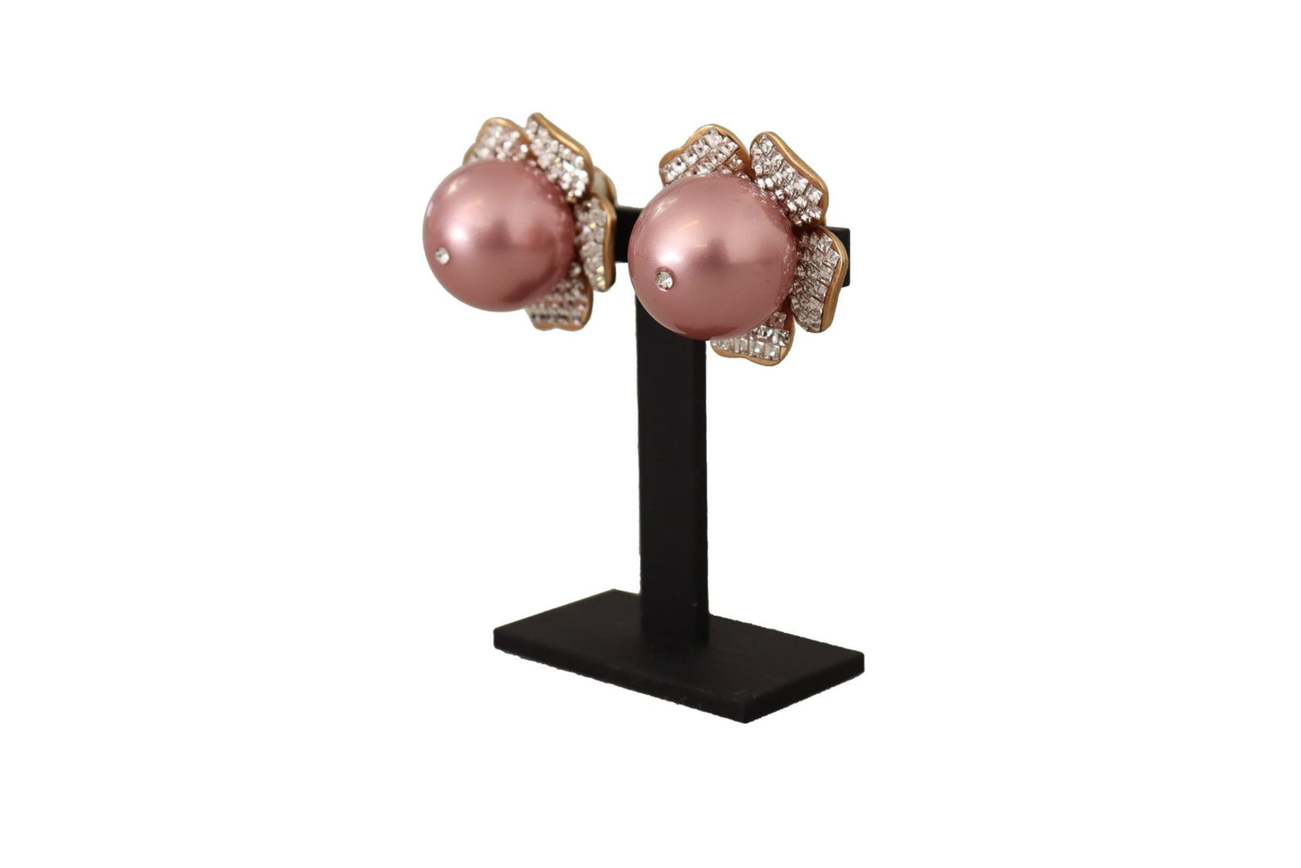 Dolce & Gabbana Elegant Floral Crystal Pearl Clip - On Earrings - Sandy Store ByNet