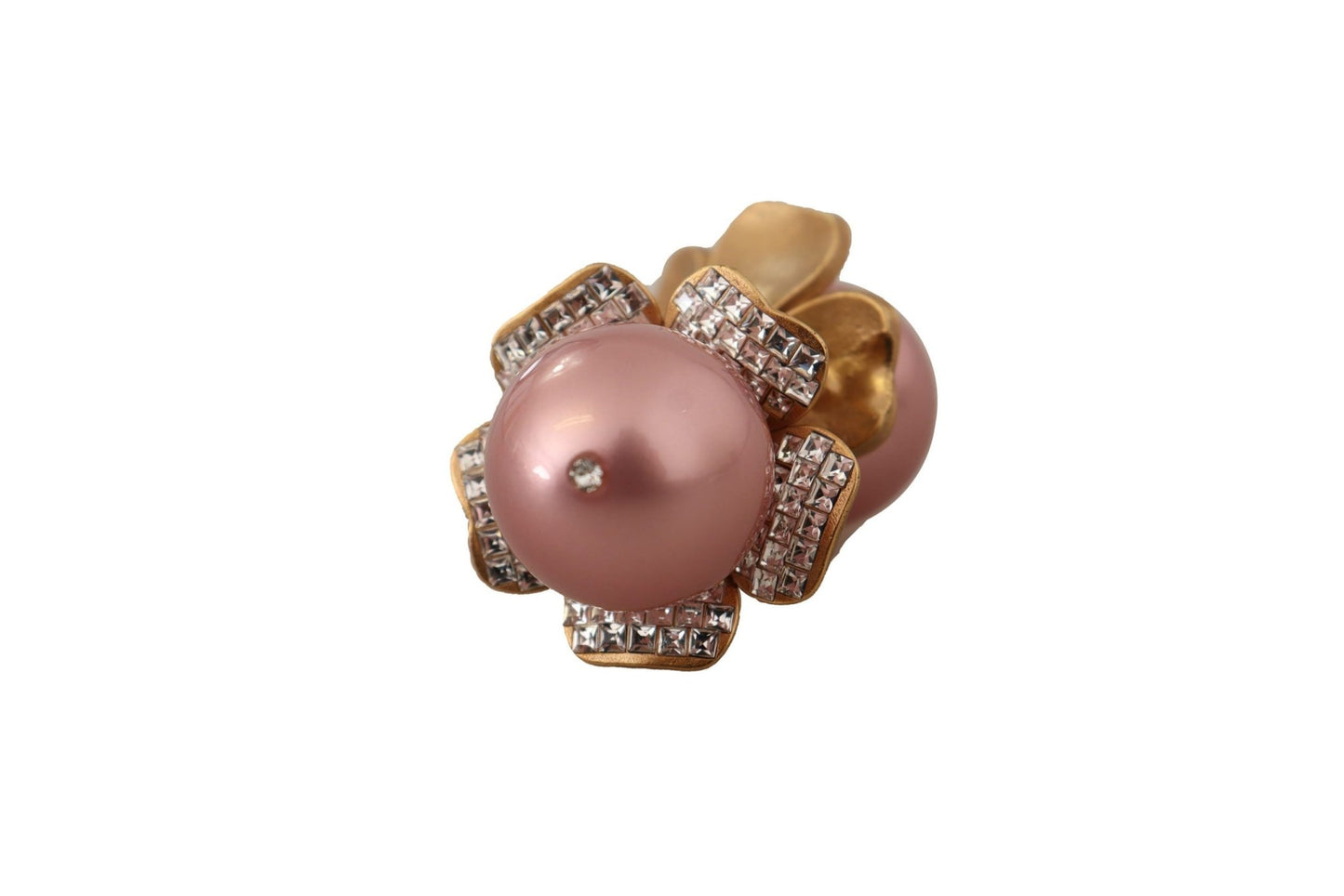 Dolce & Gabbana Elegant Floral Crystal Pearl Clip - On Earrings - Sandy Store ByNet