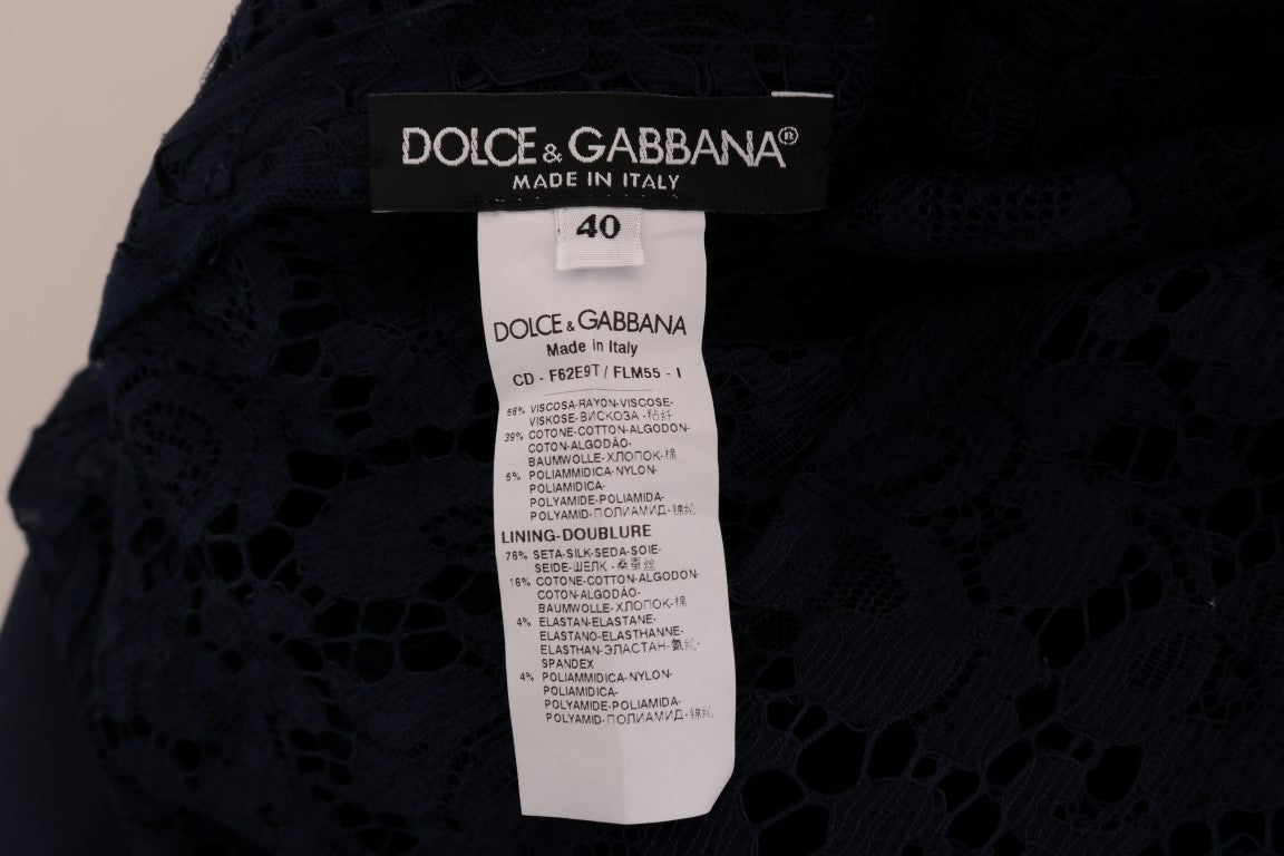 Dolce & Gabbana Elegant Floral Lace A - Line Dress - Sandy Store ByNet