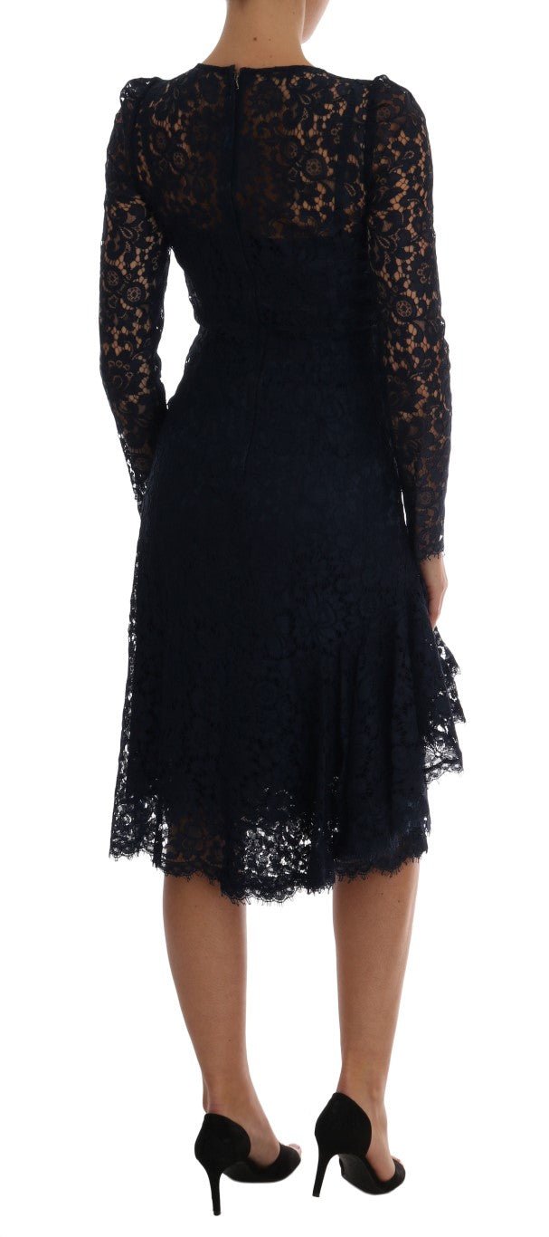Dolce & Gabbana Elegant Floral Lace A - Line Dress - Sandy Store ByNet