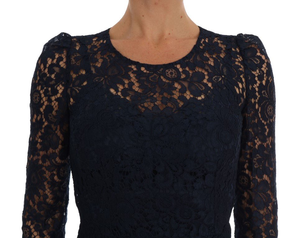 Dolce & Gabbana Elegant Floral Lace A - Line Dress - Sandy Store ByNet