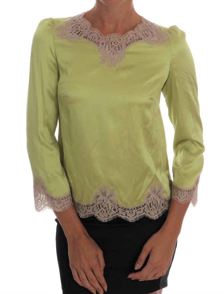 Dolce & Gabbana Elegant Floral Lace Silk Blouse - Sandy Store ByNet