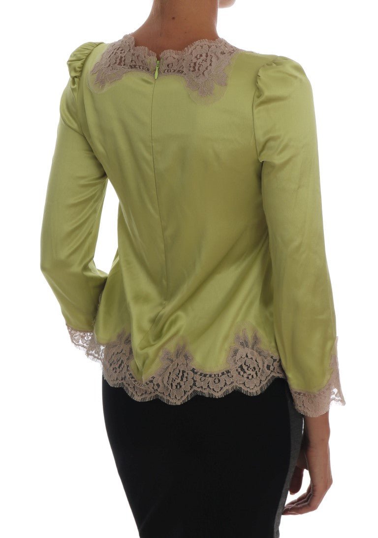 Dolce & Gabbana Elegant Floral Lace Silk Blouse - Sandy Store ByNet