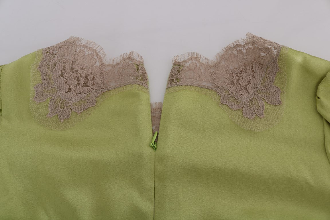 Dolce & Gabbana Elegant Floral Lace Silk Blouse - Sandy Store ByNet