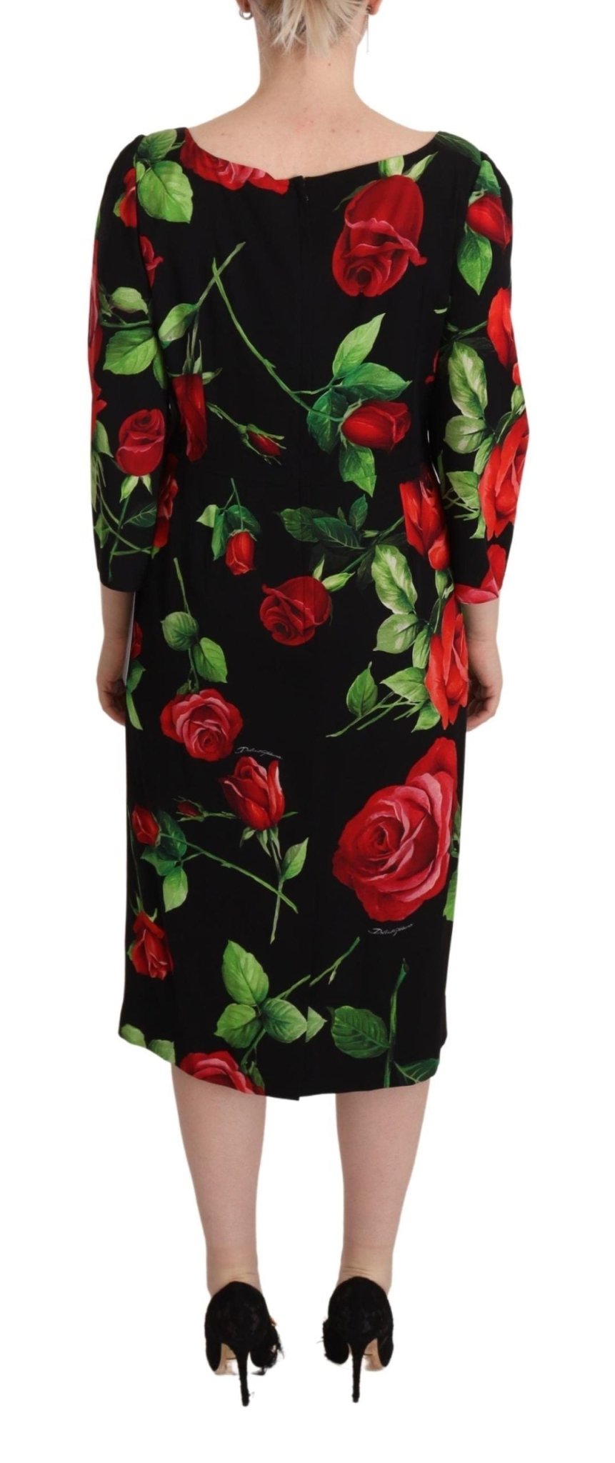 Dolce & Gabbana Elegant Floral Print Silk Sheath Dress - Sandy Store ByNet