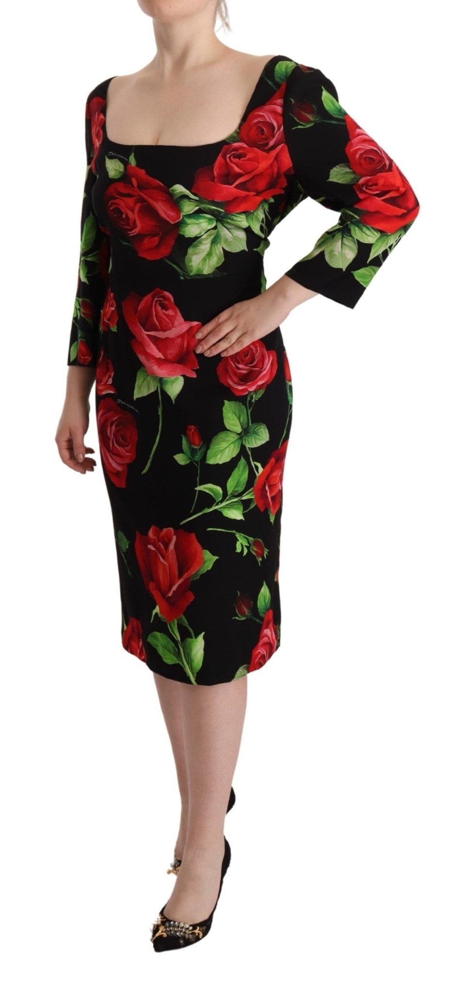 Dolce & Gabbana Elegant Floral Print Silk Sheath Dress - Sandy Store ByNet
