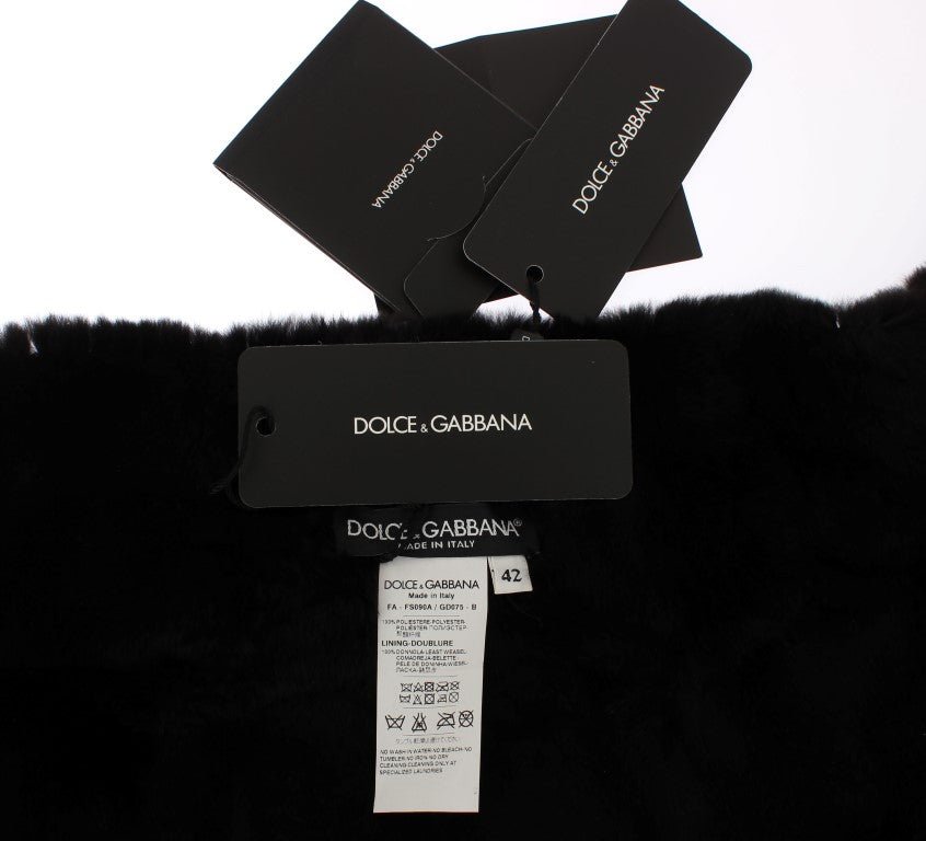Dolce & Gabbana Elegant Floral Sequined Fur Scarf - Sandy Store ByNet