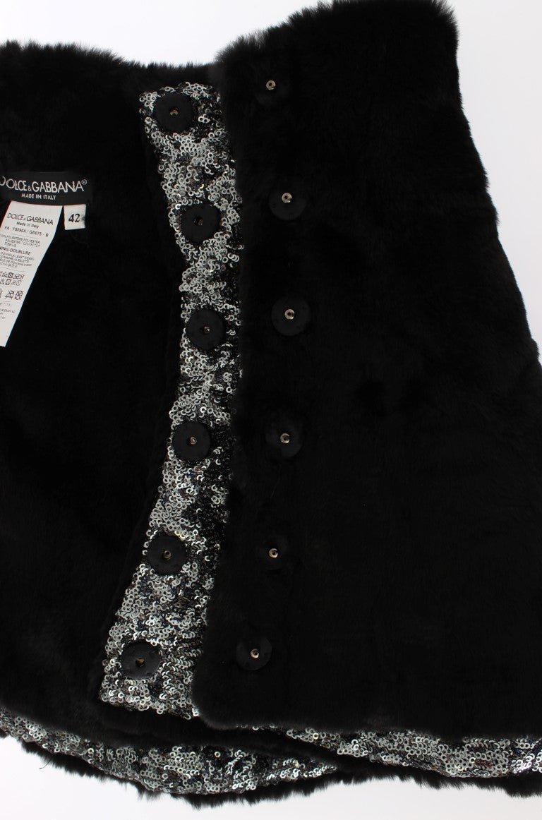 Dolce & Gabbana Elegant Floral Sequined Fur Scarf - Sandy Store ByNet