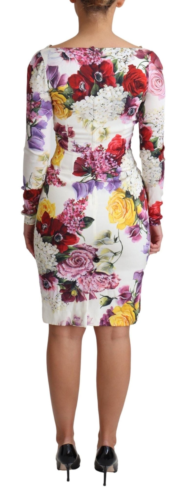 Dolce & Gabbana Elegant Floral Sheath Silk Dress - Sandy Store ByNet