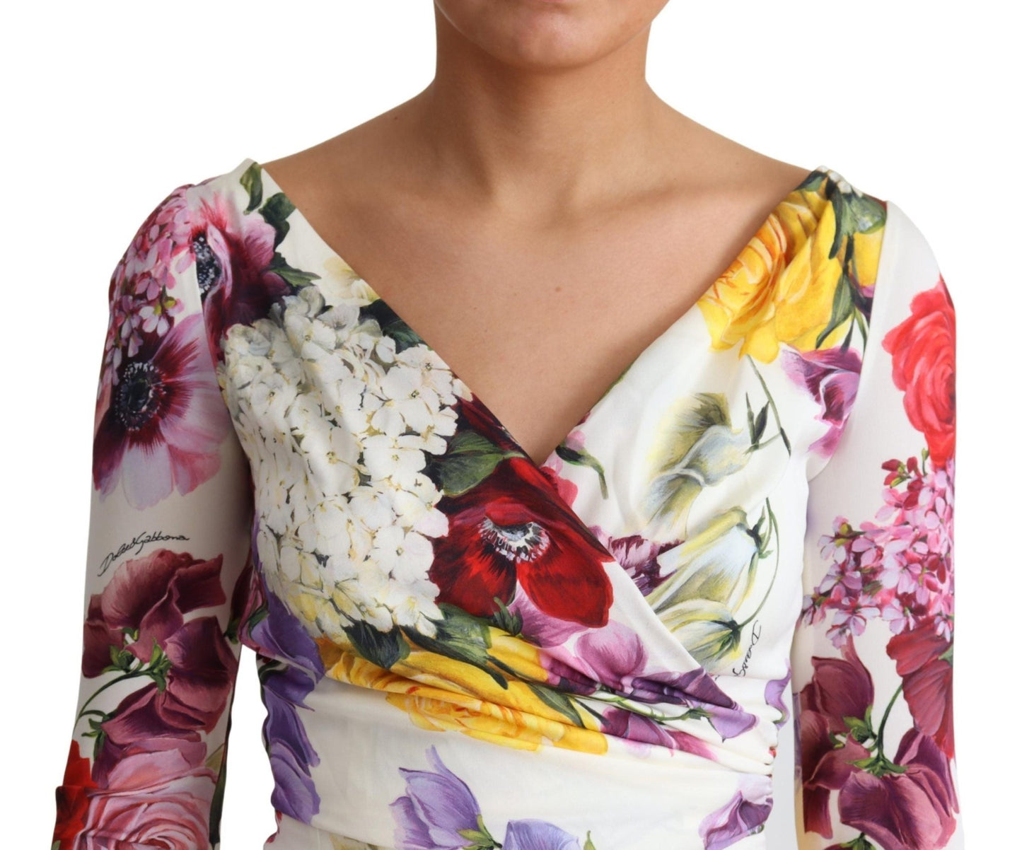 Dolce & Gabbana Elegant Floral Sheath Silk Dress - Sandy Store ByNet
