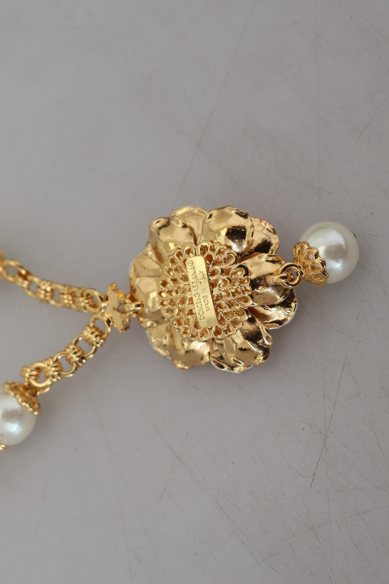 Dolce & Gabbana Elegant Floral Statement Charm Necklace - Sandy Store ByNet