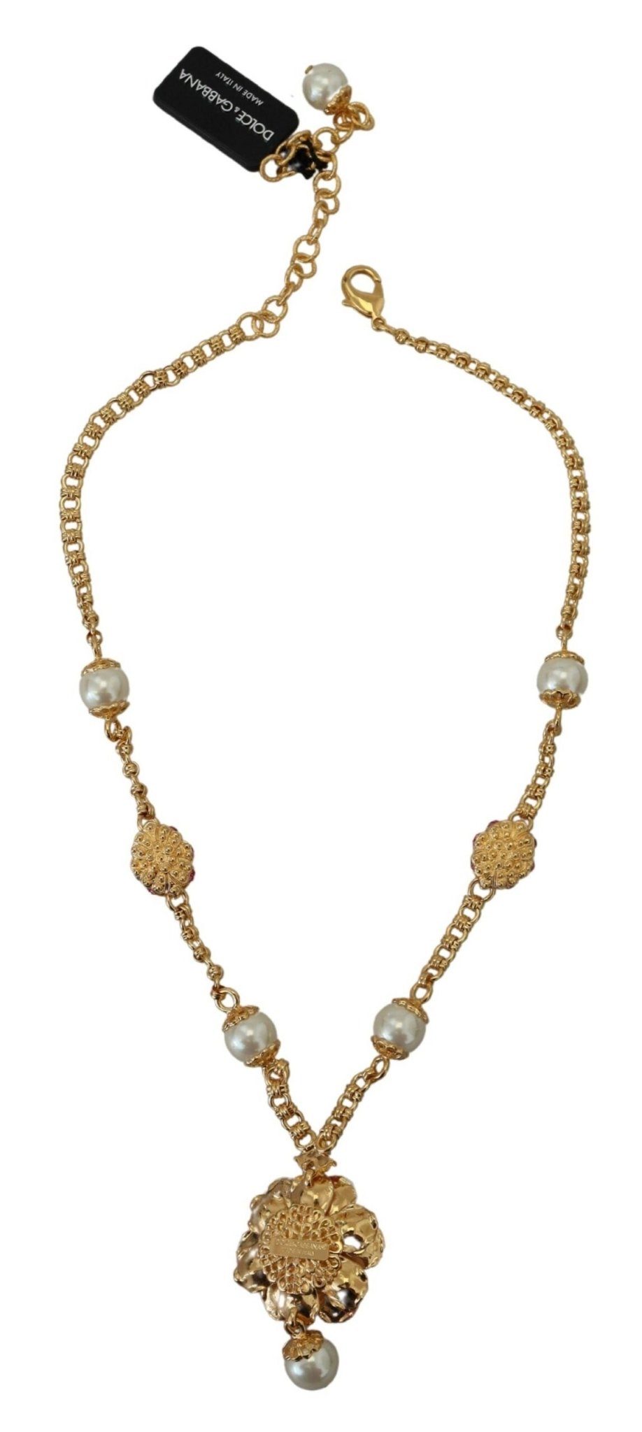 Dolce & Gabbana Elegant Floral Statement Charm Necklace - Sandy Store ByNet