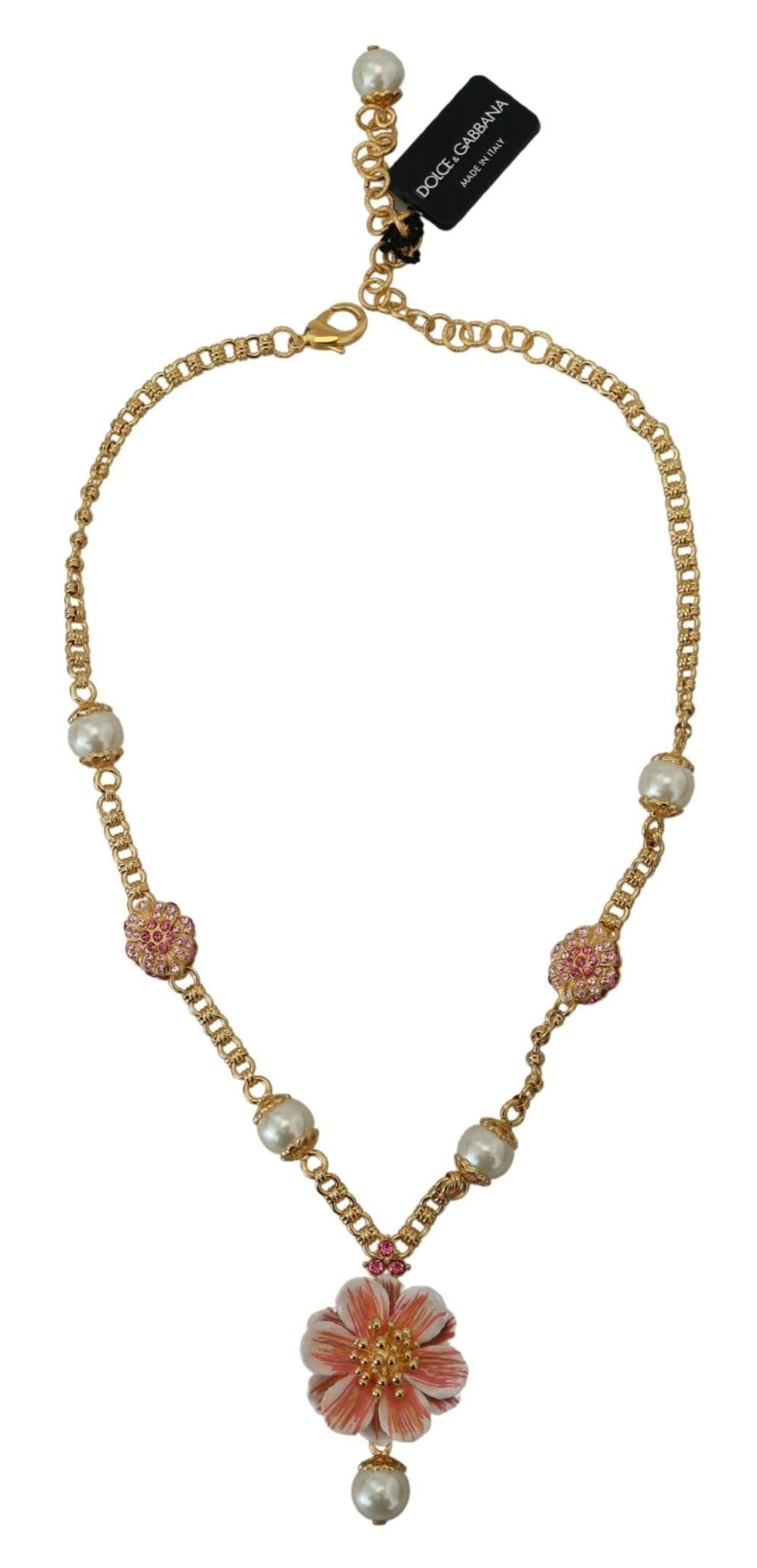 Dolce & Gabbana Elegant Floral Statement Charm Necklace - Sandy Store ByNet