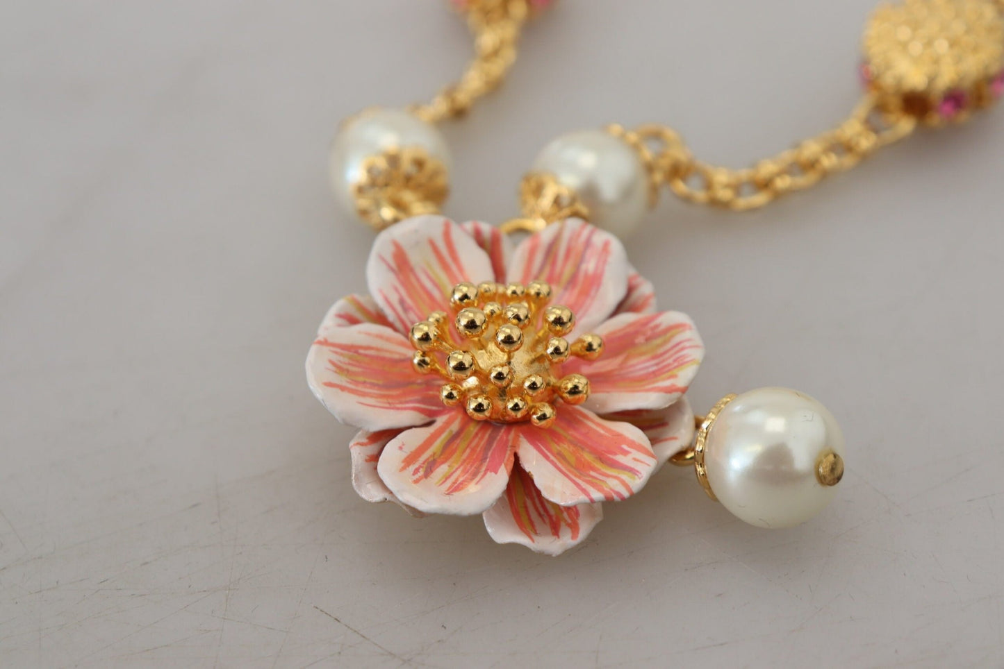 Dolce & Gabbana Elegant Floral Statement Charm Necklace - Sandy Store ByNet