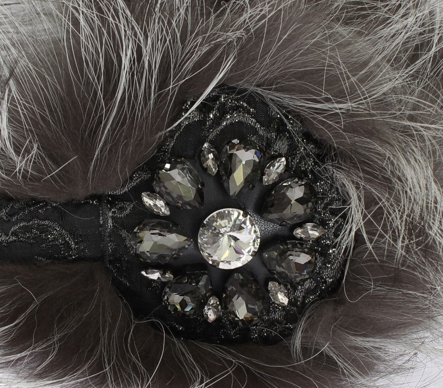 Dolce & Gabbana Elegant Fur and Crystal Ear Muffs - Sandy Store ByNet
