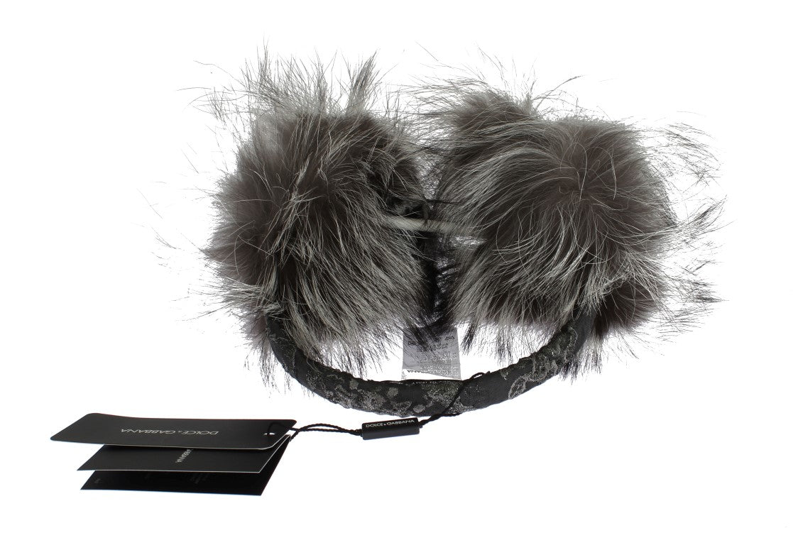 Dolce & Gabbana Elegant Fur and Crystal Ear Muffs - Sandy Store ByNet