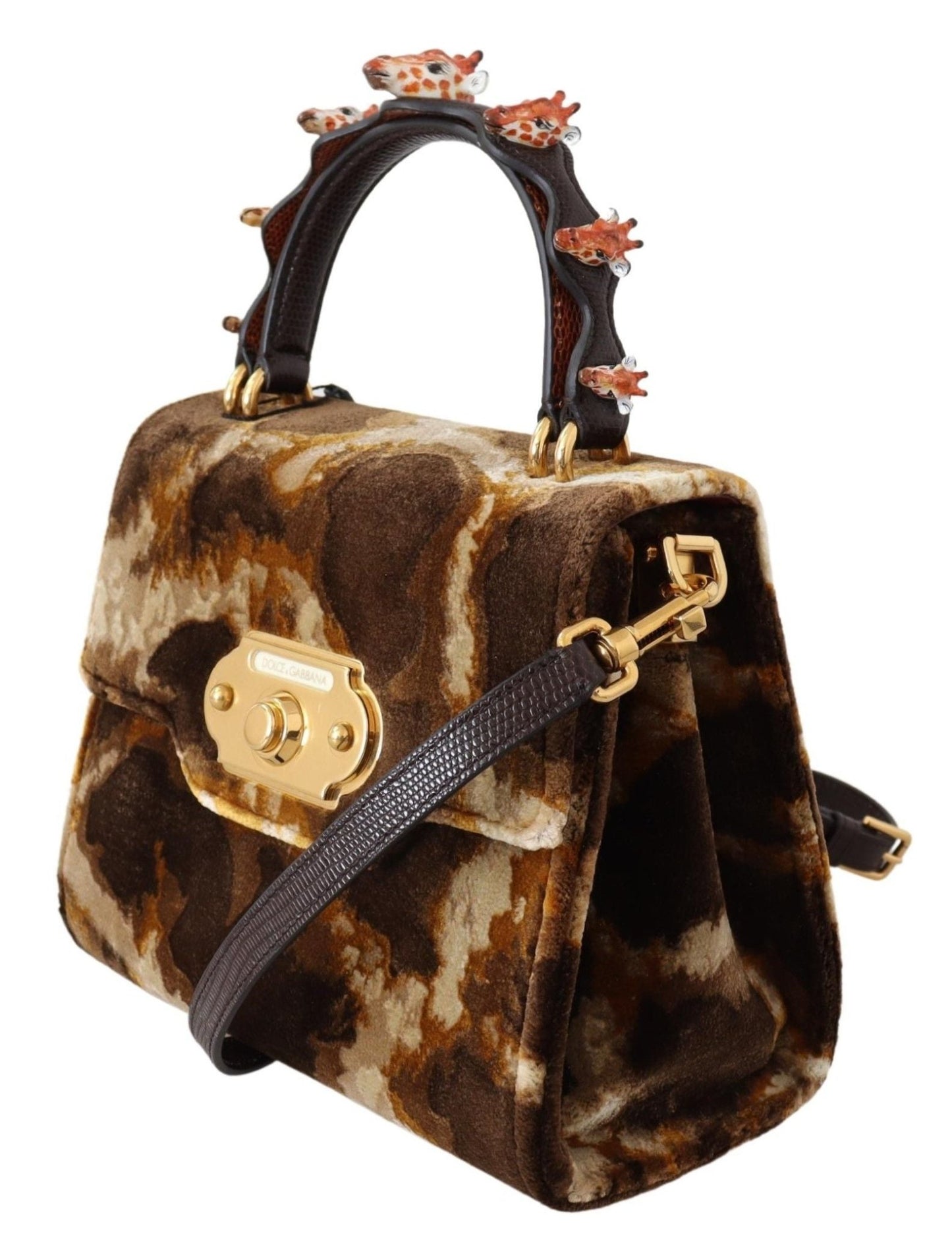 Dolce & Gabbana Elegant Giraffe Pattern Welcome Bag with Gold Accents - Sandy Store ByNet