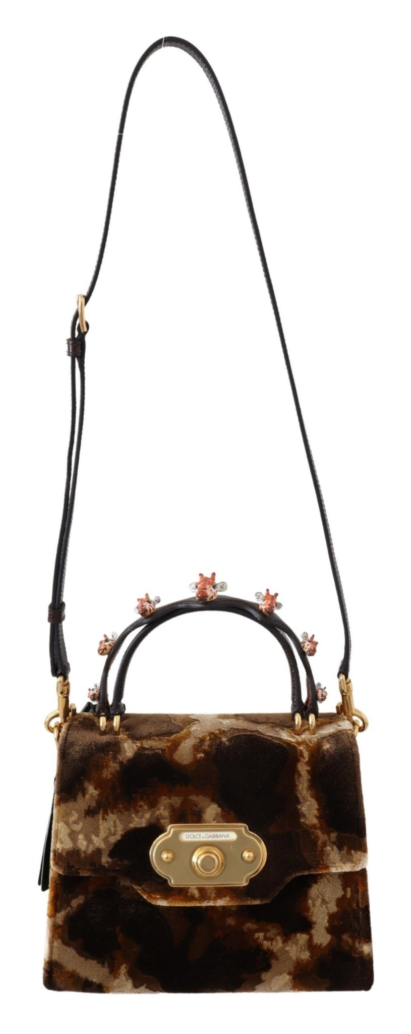 Dolce & Gabbana Elegant Giraffe Pattern Welcome Bag with Gold Accents - Sandy Store ByNet