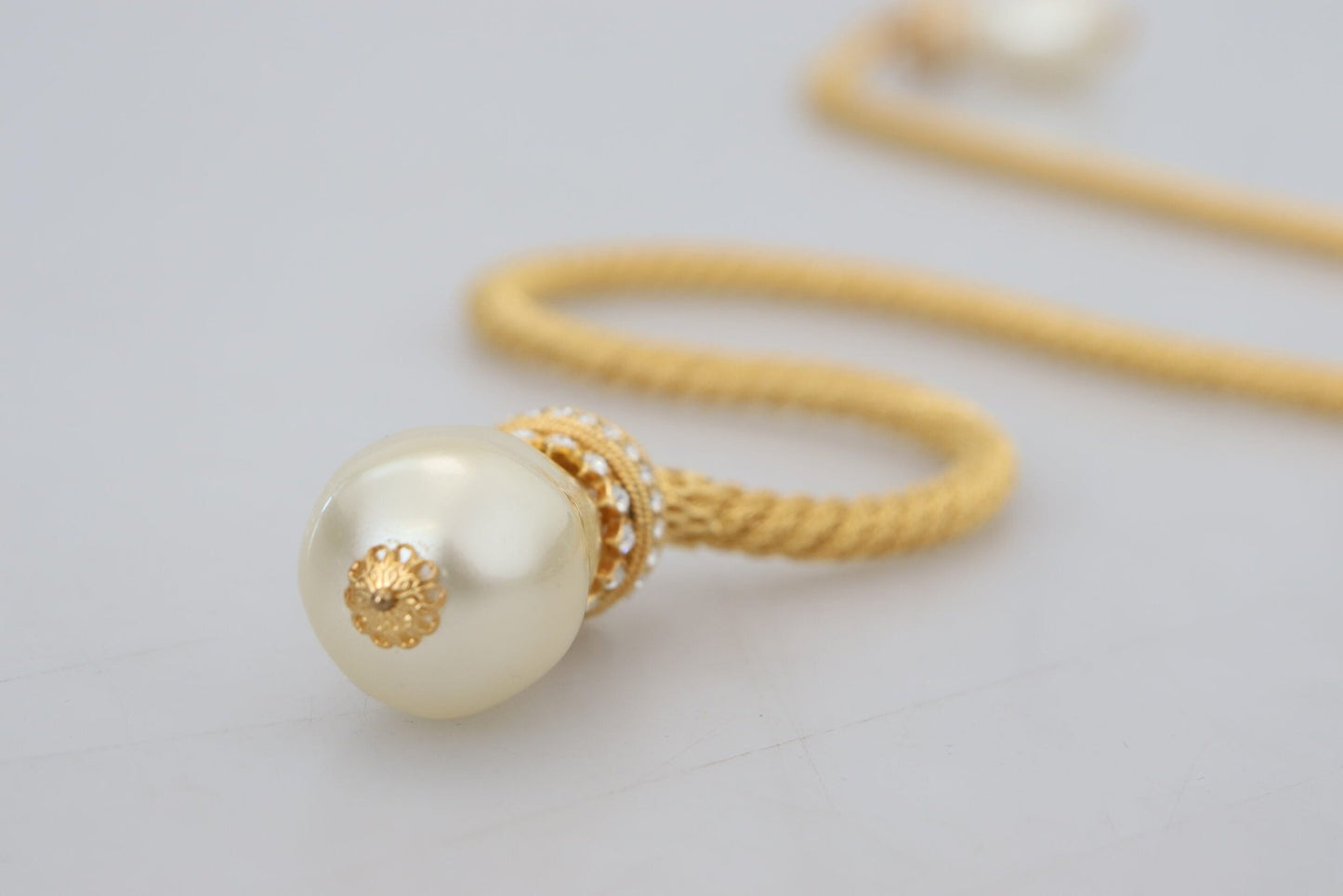 Dolce & Gabbana Elegant Gold Brass Pearl Statement Necklace - Sandy Store ByNet