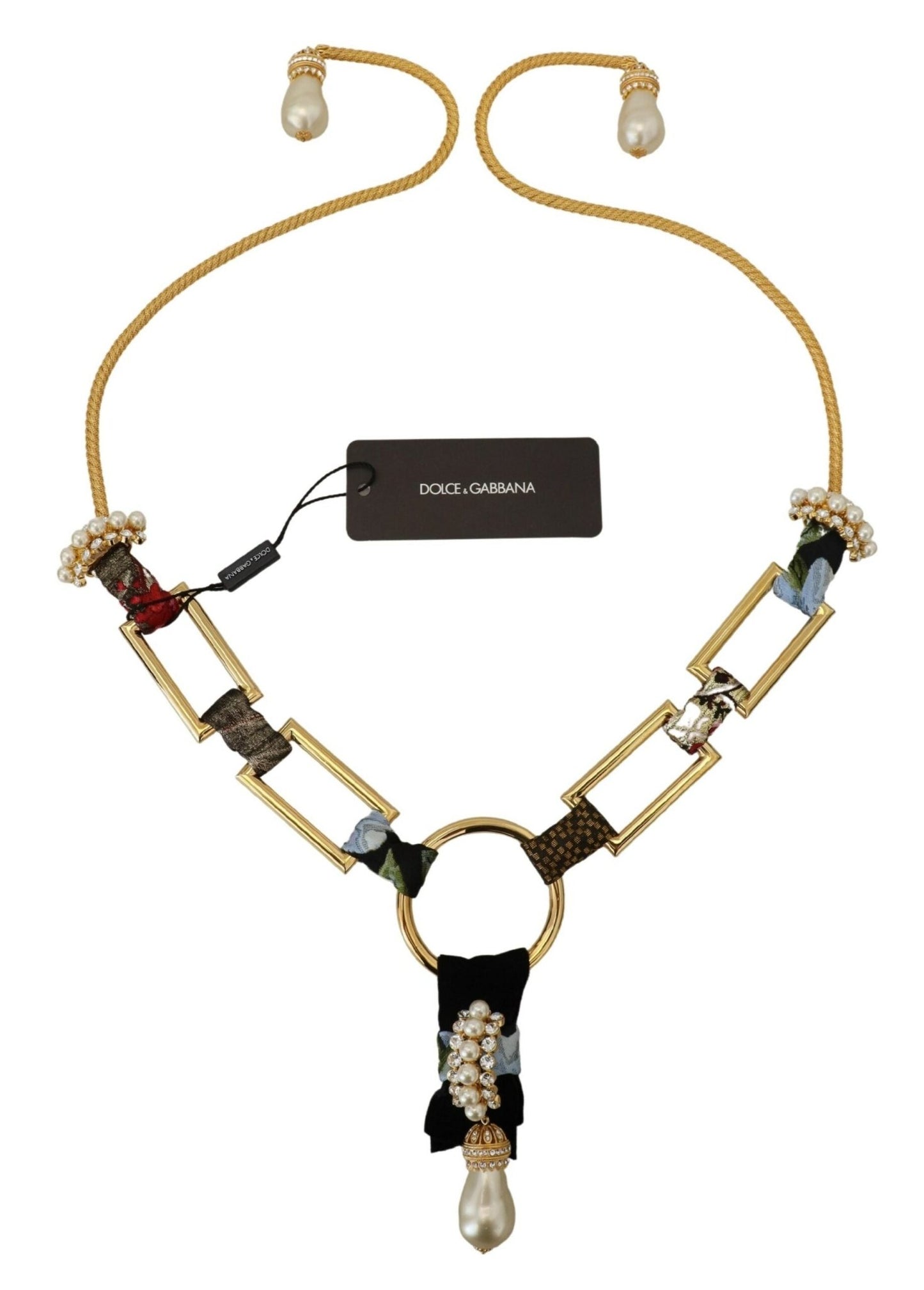 Dolce & Gabbana Elegant Gold Brass Pearl Statement Necklace - Sandy Store ByNet