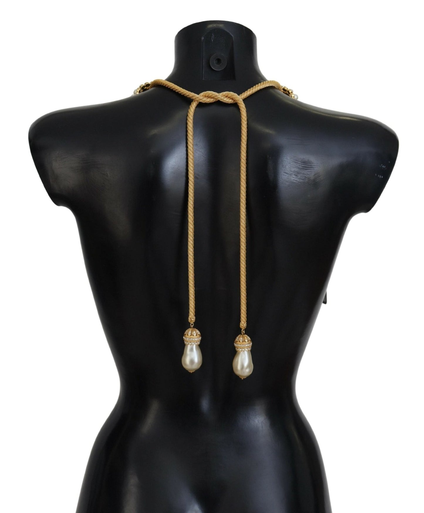 Dolce & Gabbana Elegant Gold Brass Pearl Statement Necklace - Sandy Store ByNet