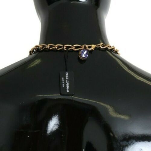 Dolce & Gabbana Elegant Gold Crystal Floral Charm Necklace - Sandy Store ByNet