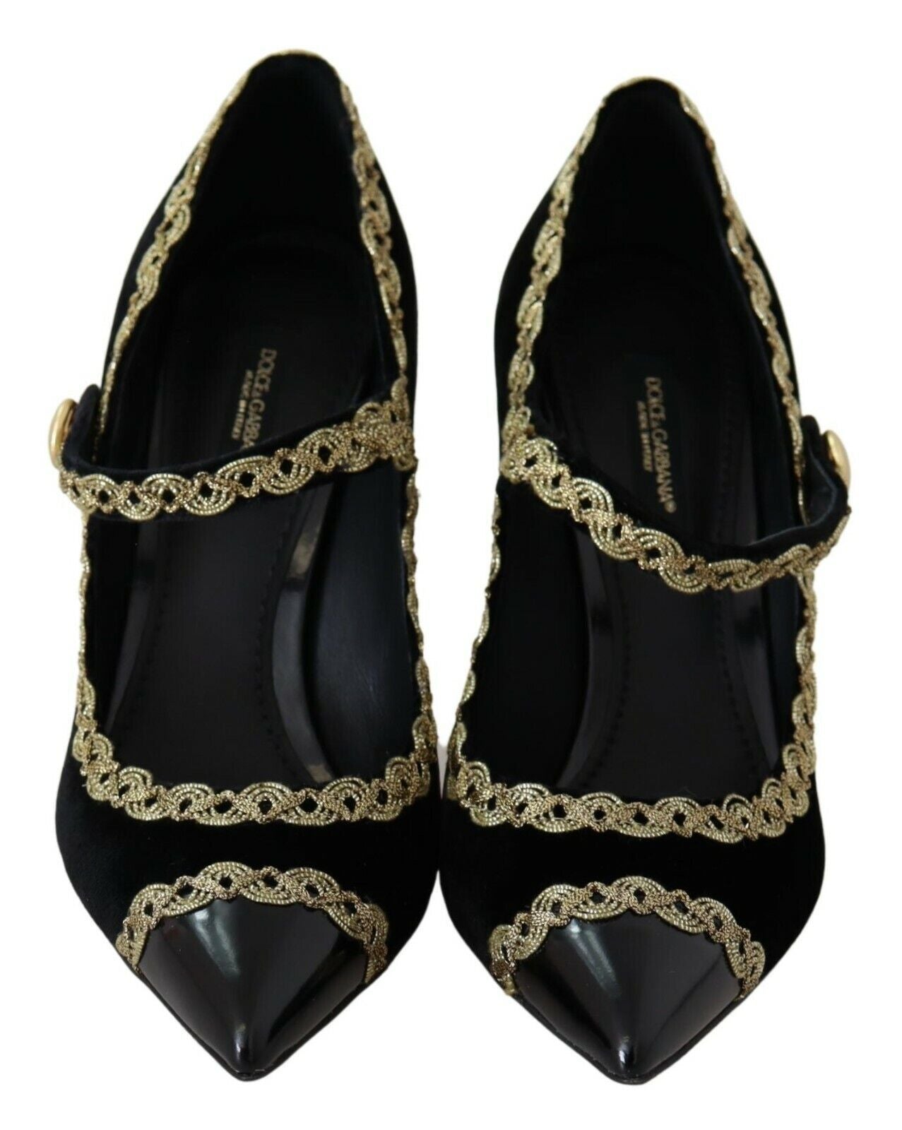 Dolce & Gabbana Elegant Gold - Embroidered Black Velvet Pumps - Sandy Store ByNet