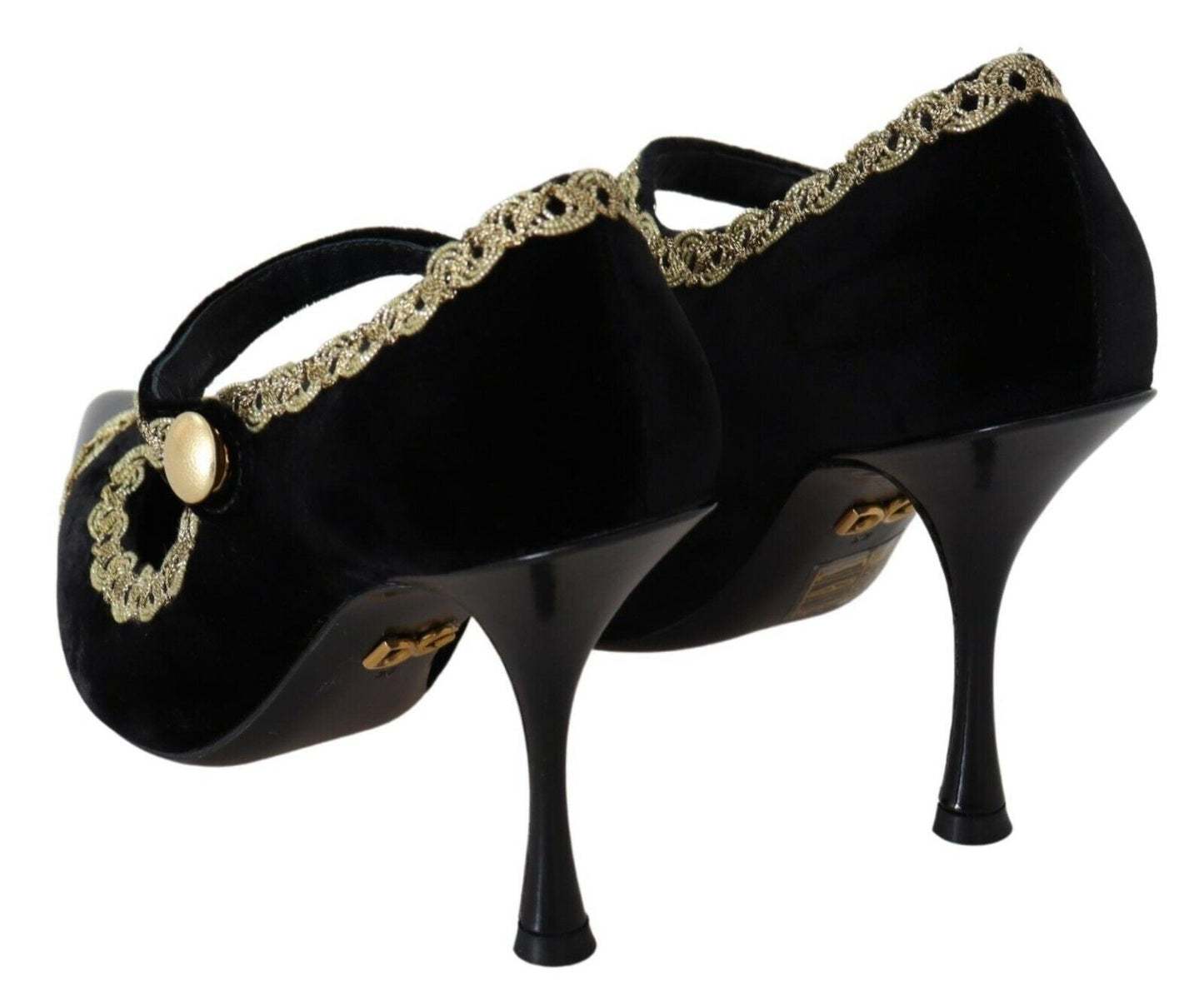 Dolce & Gabbana Elegant Gold - Embroidered Black Velvet Pumps - Sandy Store ByNet