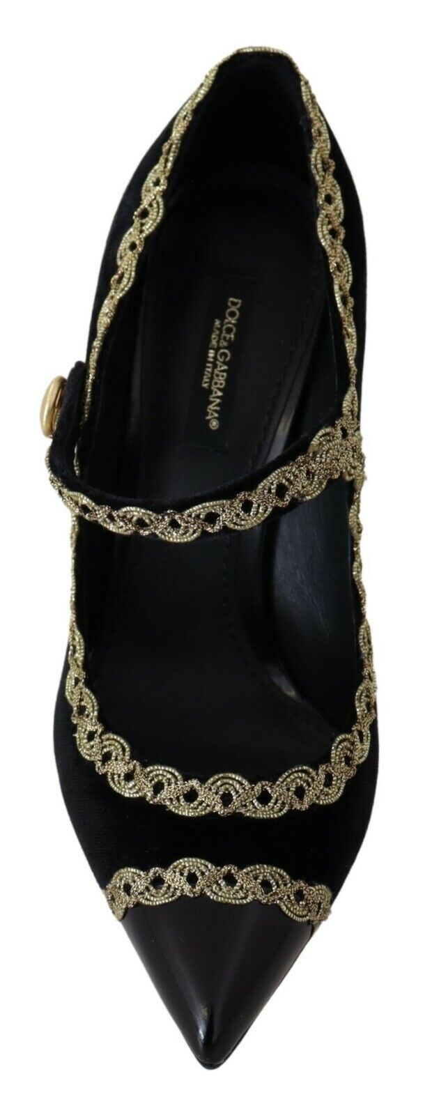 Dolce & Gabbana Elegant Gold - Embroidered Black Velvet Pumps - Sandy Store ByNet