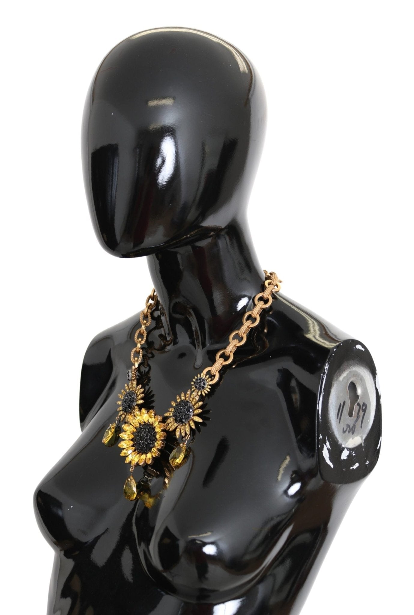 Dolce & Gabbana Elegant Gold Floral Crystal Statement Necklace - Sandy Store ByNet