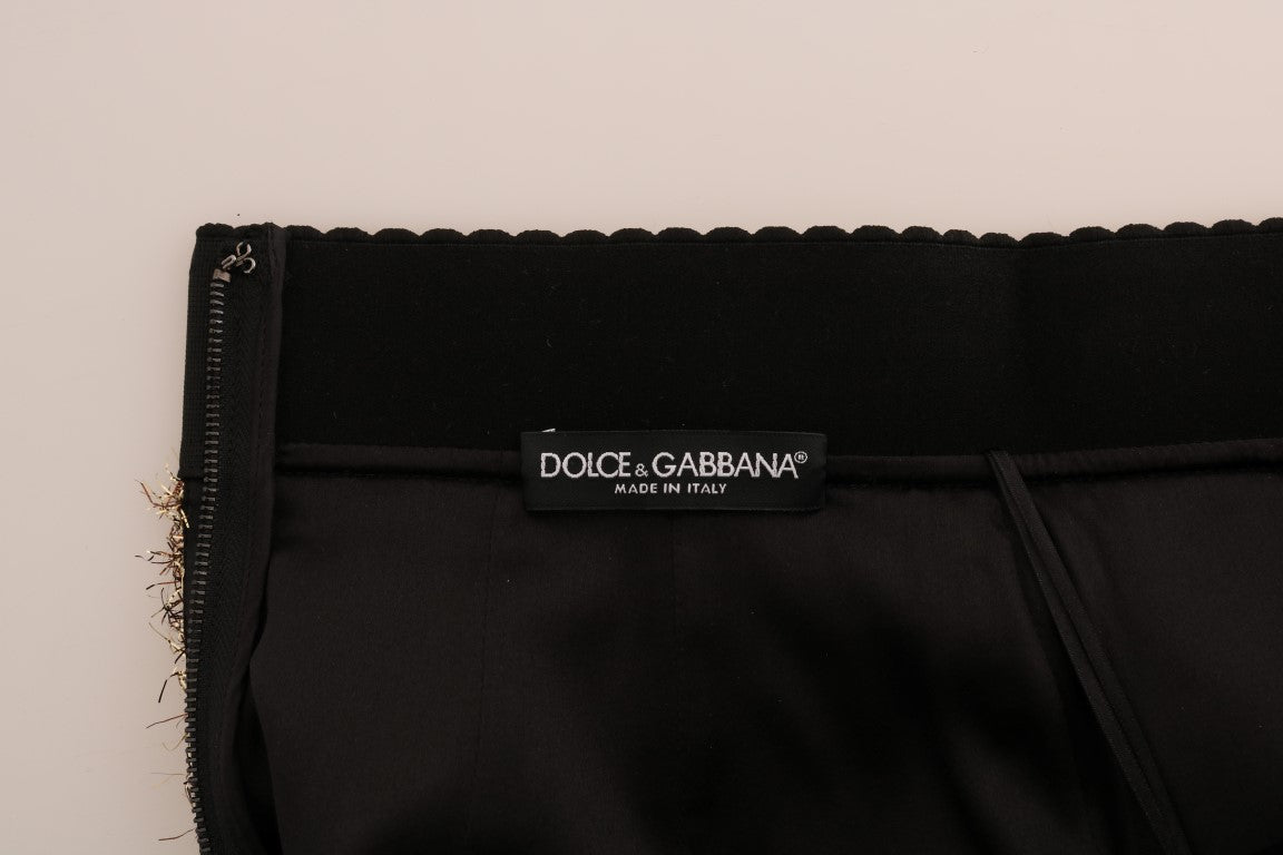 Dolce & Gabbana Elegant Gold Fringe High - Waist Pencil Skirt - Sandy Store ByNet