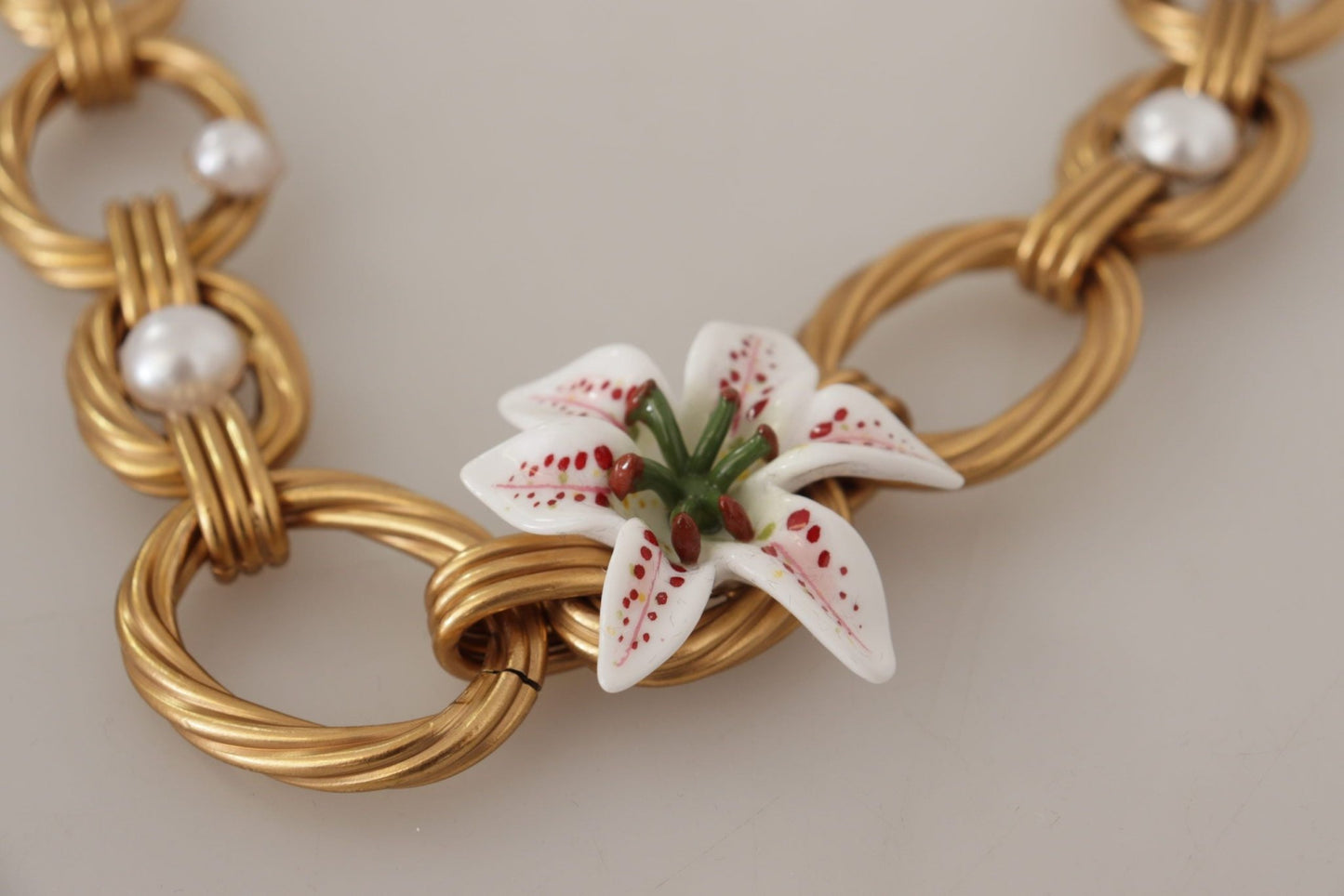 Dolce & Gabbana Elegant Gold Lilly Flower Pendant Necklace - Sandy Store ByNet