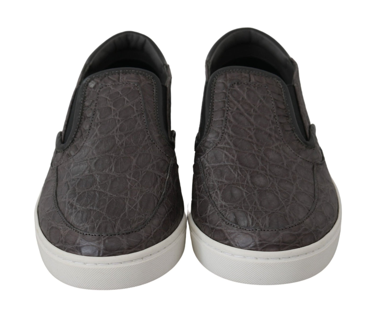 Dolce & Gabbana Elegant Gray Caiman Leather Loafers - Sandy Store ByNet