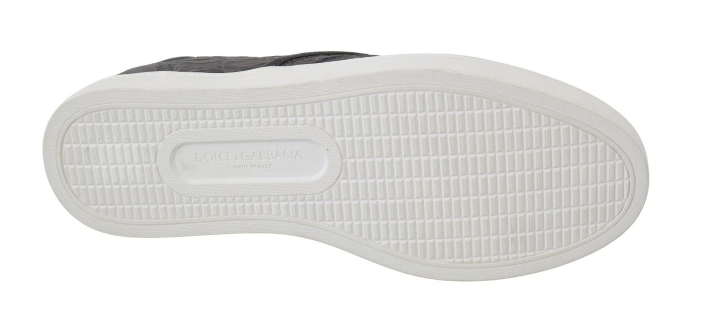 Dolce & Gabbana Elegant Gray Caiman Leather Loafers - Sandy Store ByNet
