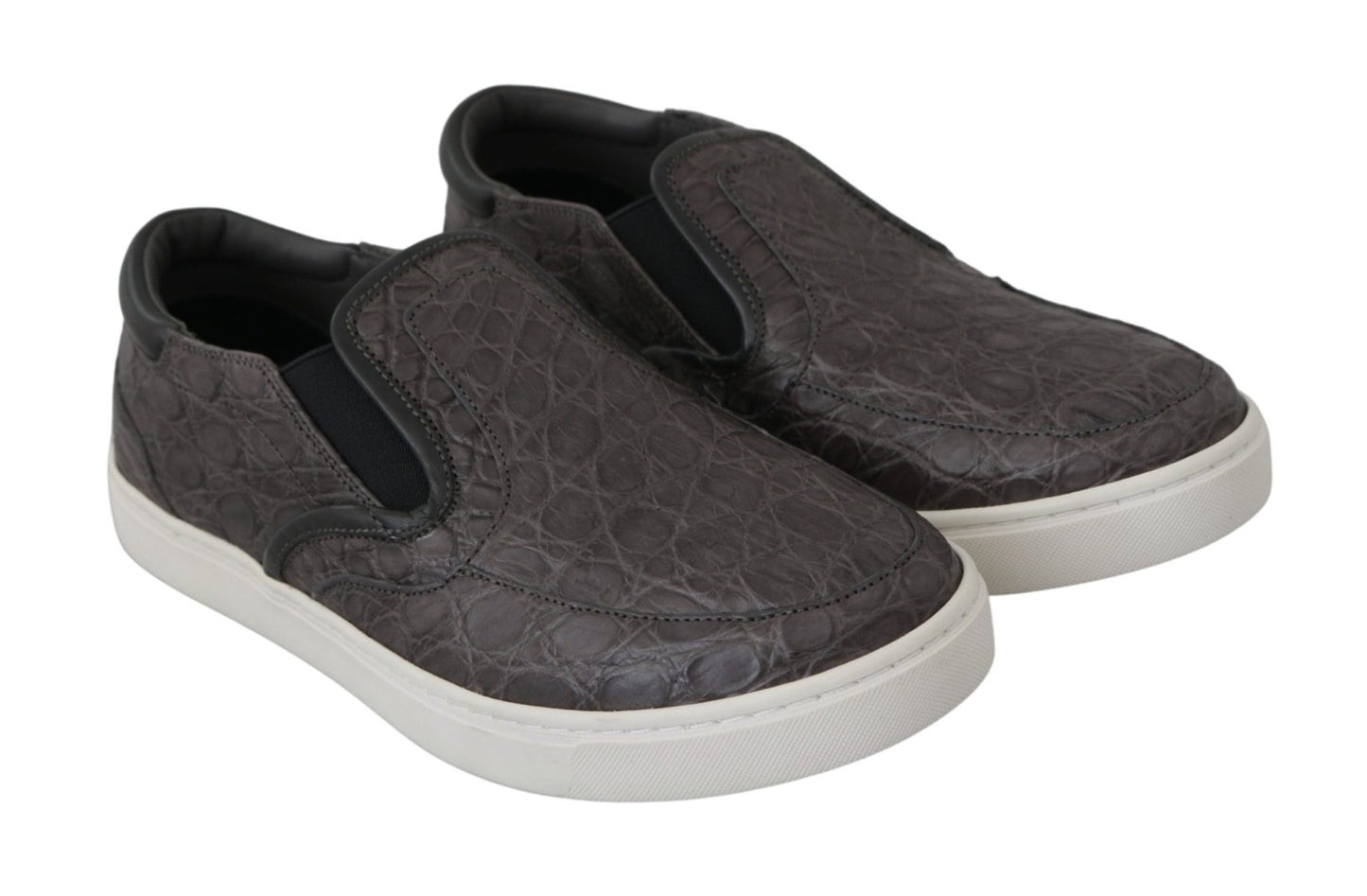 Dolce & Gabbana Elegant Gray Caiman Leather Loafers - Sandy Store ByNet