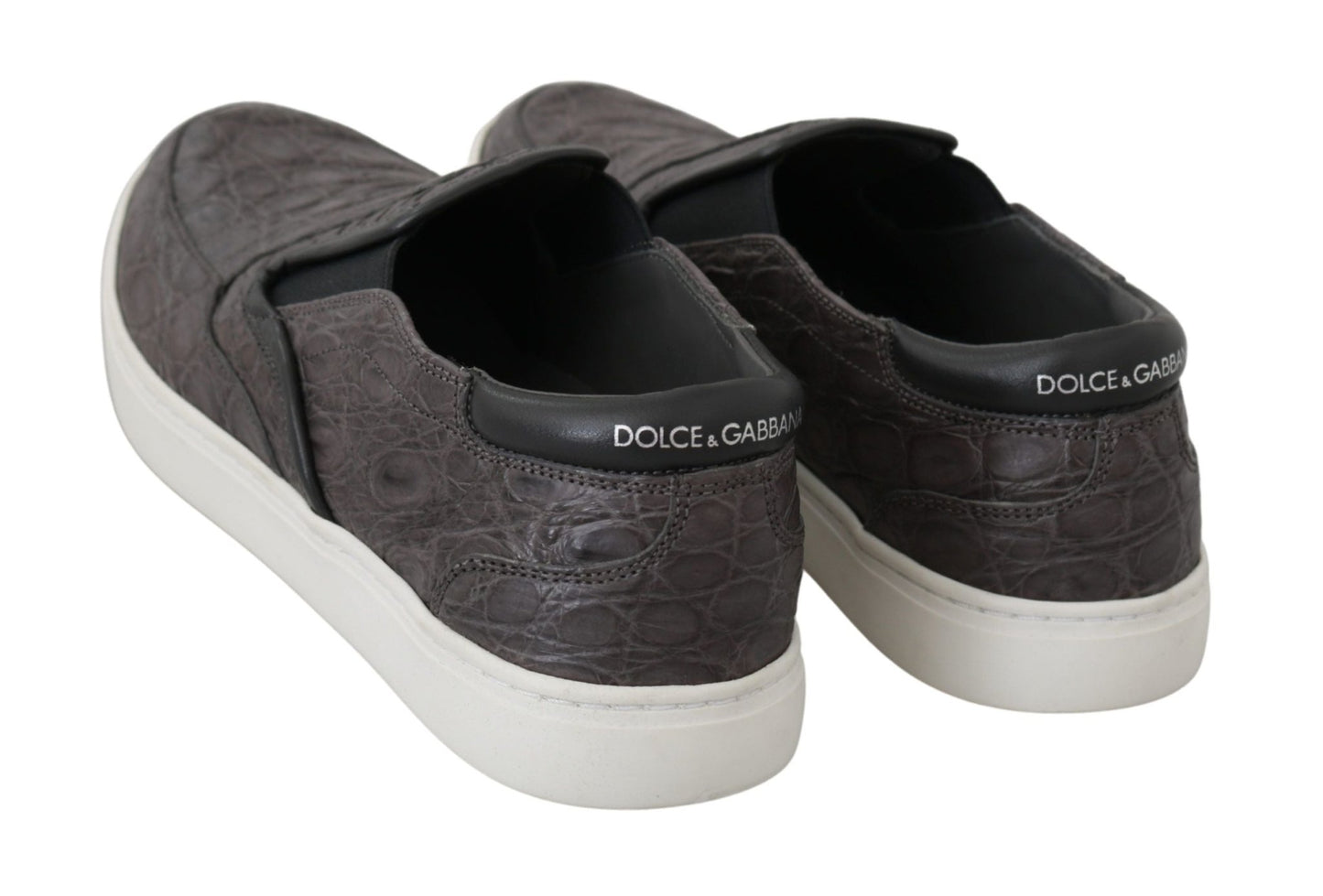Dolce & Gabbana Elegant Gray Caiman Leather Loafers - Sandy Store ByNet