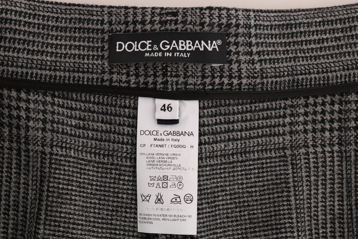 Dolce & Gabbana Elegant Gray Check Capri Wool Pants - Sandy Store ByNet