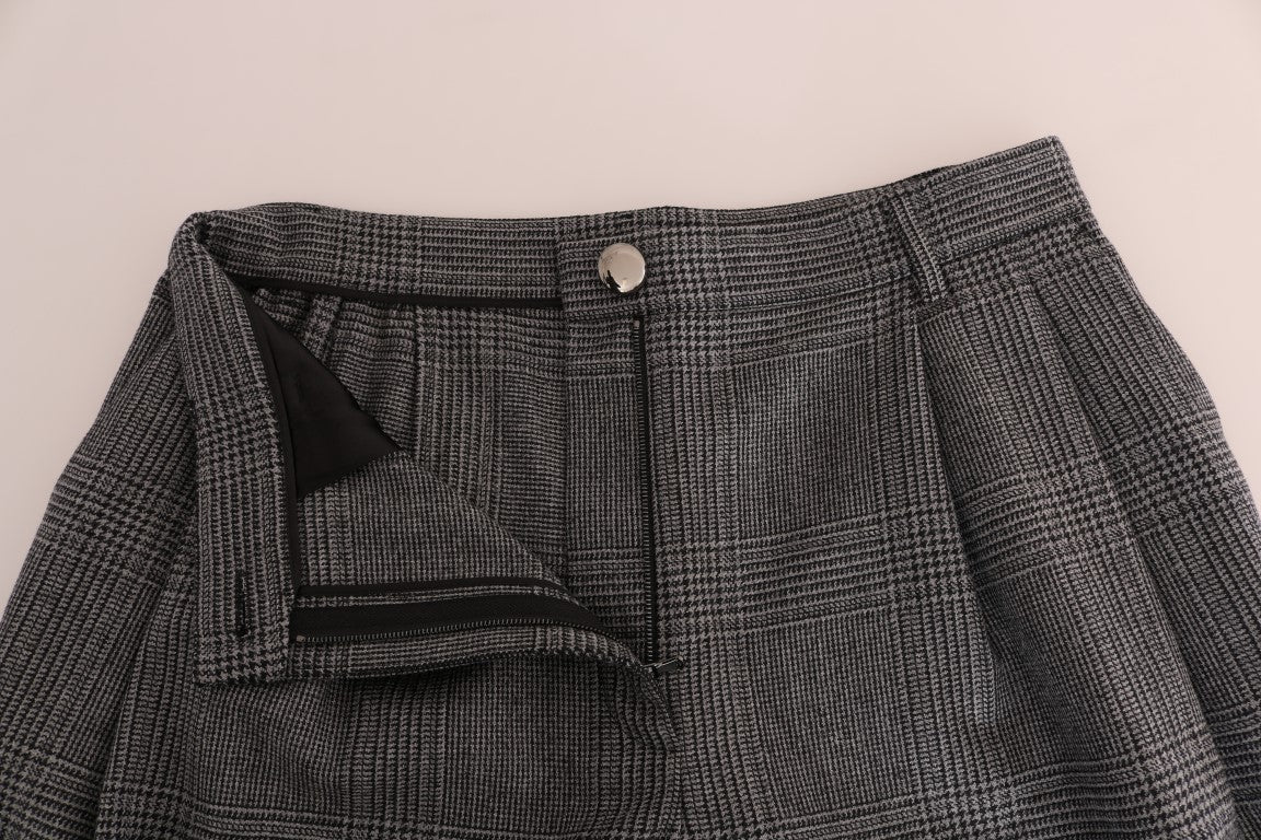 Dolce & Gabbana Elegant Gray Check Capri Wool Pants - Sandy Store ByNet