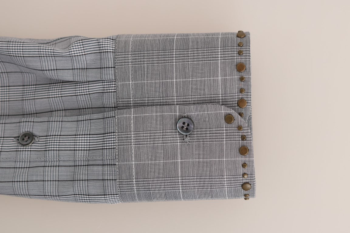 Dolce & Gabbana Elegant Gray Checkered Slim Fit Casual Shirt - Sandy Store ByNet