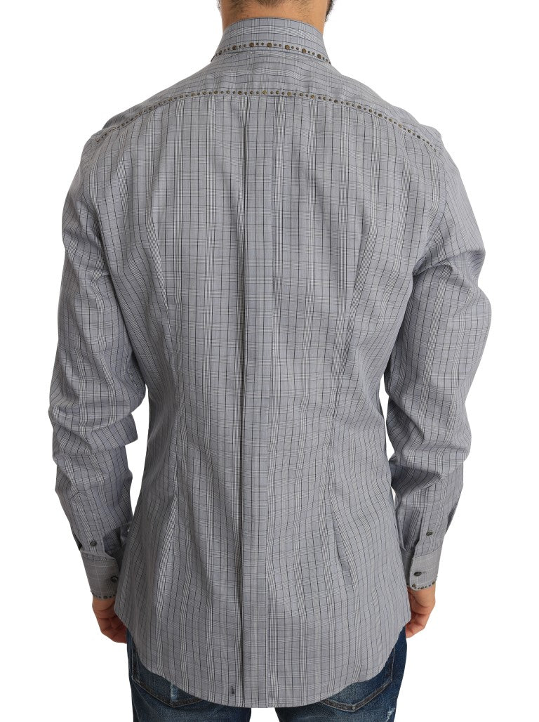 Dolce & Gabbana Elegant Gray Checkered Slim Fit Casual Shirt - Sandy Store ByNet
