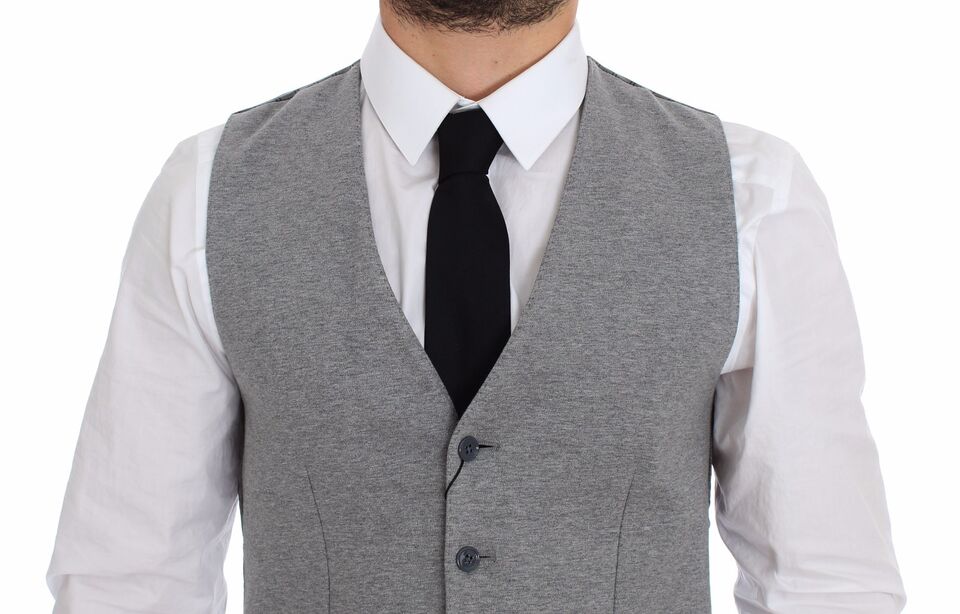Dolce & Gabbana Elegant Gray Cotton Stretch Dress Vest - Sandy Store ByNet