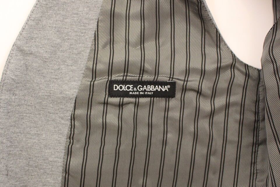 Dolce & Gabbana Elegant Gray Cotton Stretch Dress Vest - Sandy Store ByNet